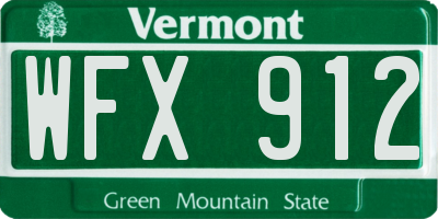 VT license plate WFX912