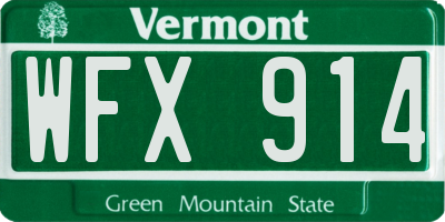 VT license plate WFX914