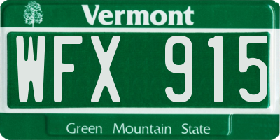 VT license plate WFX915