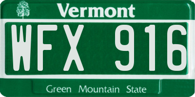VT license plate WFX916
