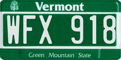 VT license plate WFX918