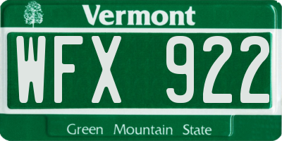 VT license plate WFX922