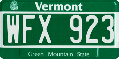 VT license plate WFX923