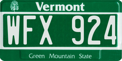 VT license plate WFX924