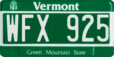VT license plate WFX925