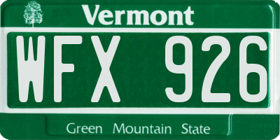 VT license plate WFX926