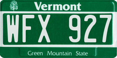 VT license plate WFX927