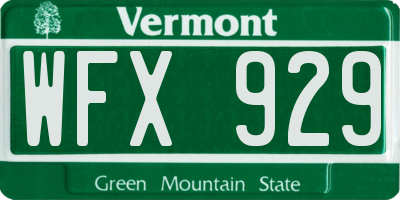 VT license plate WFX929