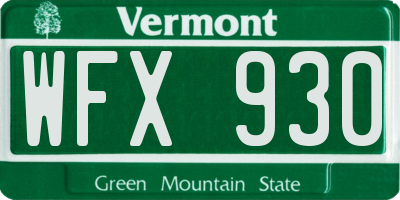 VT license plate WFX930