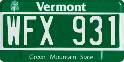 VT license plate WFX931