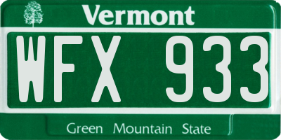 VT license plate WFX933