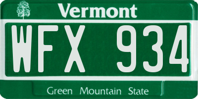 VT license plate WFX934