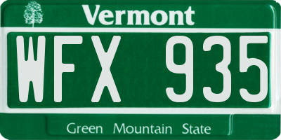 VT license plate WFX935