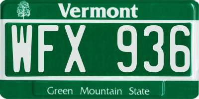 VT license plate WFX936