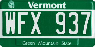 VT license plate WFX937