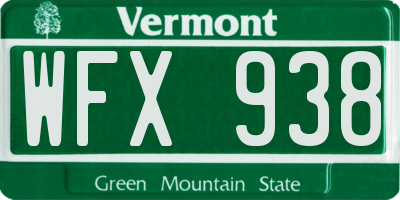 VT license plate WFX938