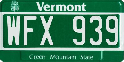 VT license plate WFX939