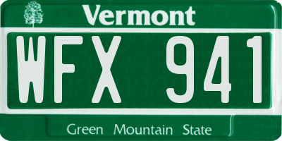 VT license plate WFX941