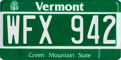 VT license plate WFX942