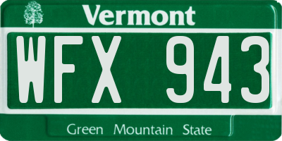 VT license plate WFX943