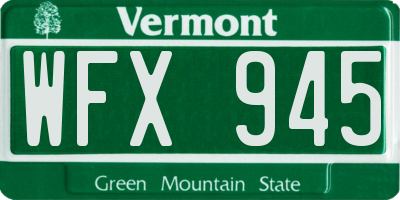 VT license plate WFX945