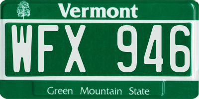 VT license plate WFX946