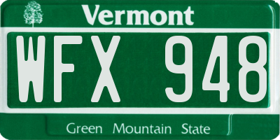 VT license plate WFX948