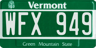 VT license plate WFX949