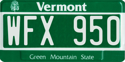 VT license plate WFX950