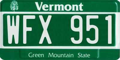 VT license plate WFX951