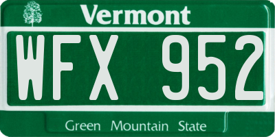 VT license plate WFX952