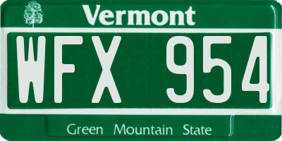 VT license plate WFX954