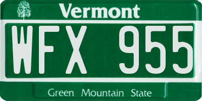 VT license plate WFX955