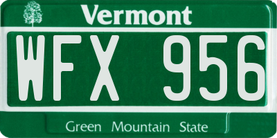 VT license plate WFX956