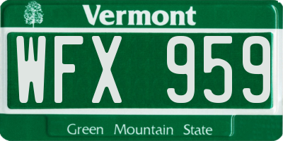 VT license plate WFX959