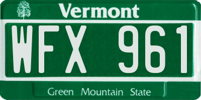 VT license plate WFX961