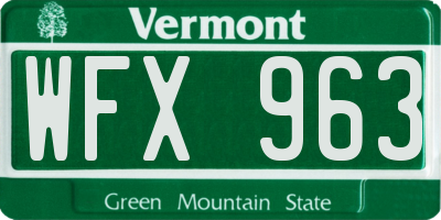 VT license plate WFX963