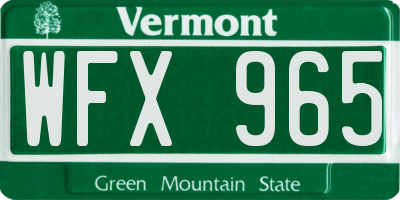 VT license plate WFX965