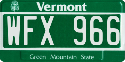 VT license plate WFX966