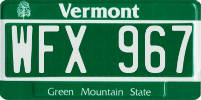 VT license plate WFX967
