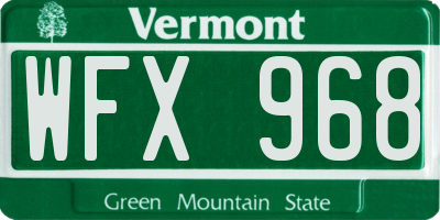VT license plate WFX968