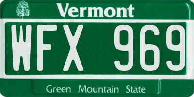 VT license plate WFX969