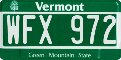VT license plate WFX972