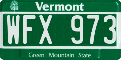VT license plate WFX973
