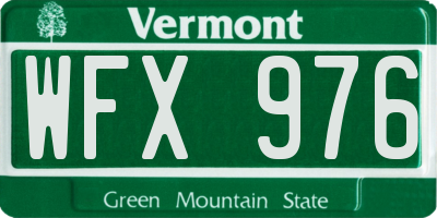 VT license plate WFX976