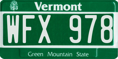 VT license plate WFX978