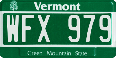 VT license plate WFX979