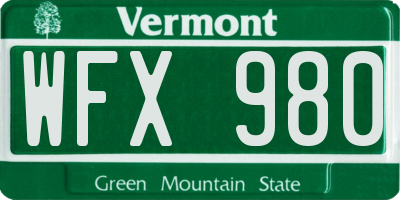 VT license plate WFX980