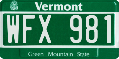 VT license plate WFX981