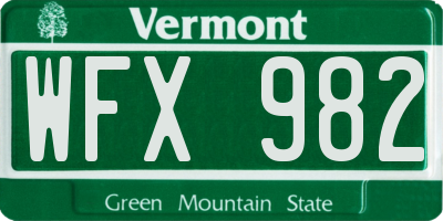 VT license plate WFX982